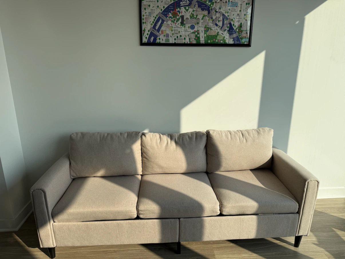 Beige 3-Seater Sofa with Ottoman - photo 2