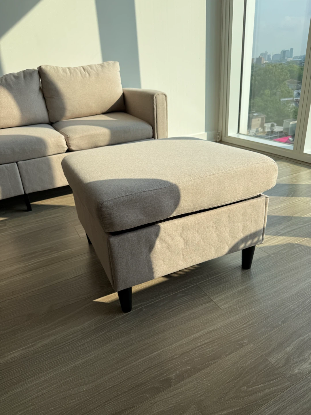 Beige 3-Seater Sofa with Ottoman - photo 3