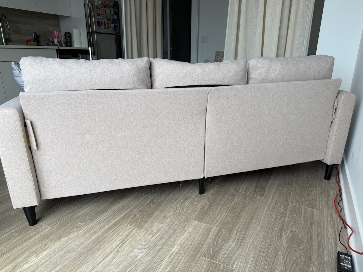 Beige 3-Seater Sofa with Ottoman - photo 5