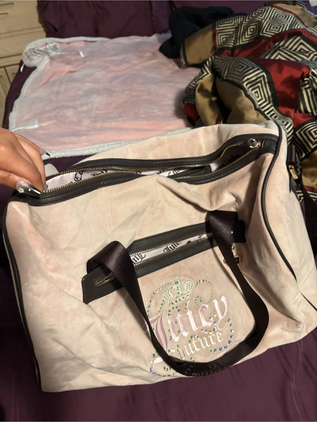 Juicy Couture Pink Velour Travel Bag