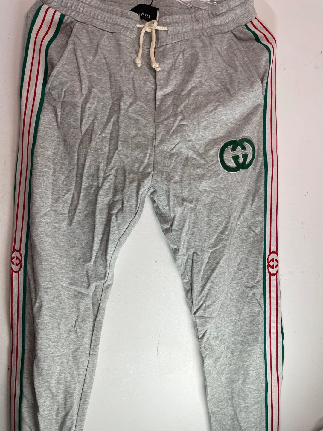 Gucci Grey Joggers with Green and Red Stripe