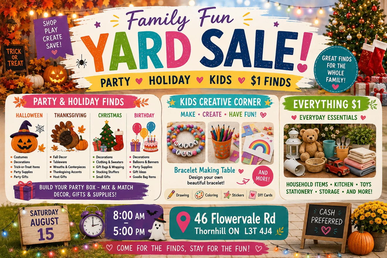 Family Fun Yard Sale - Various Items