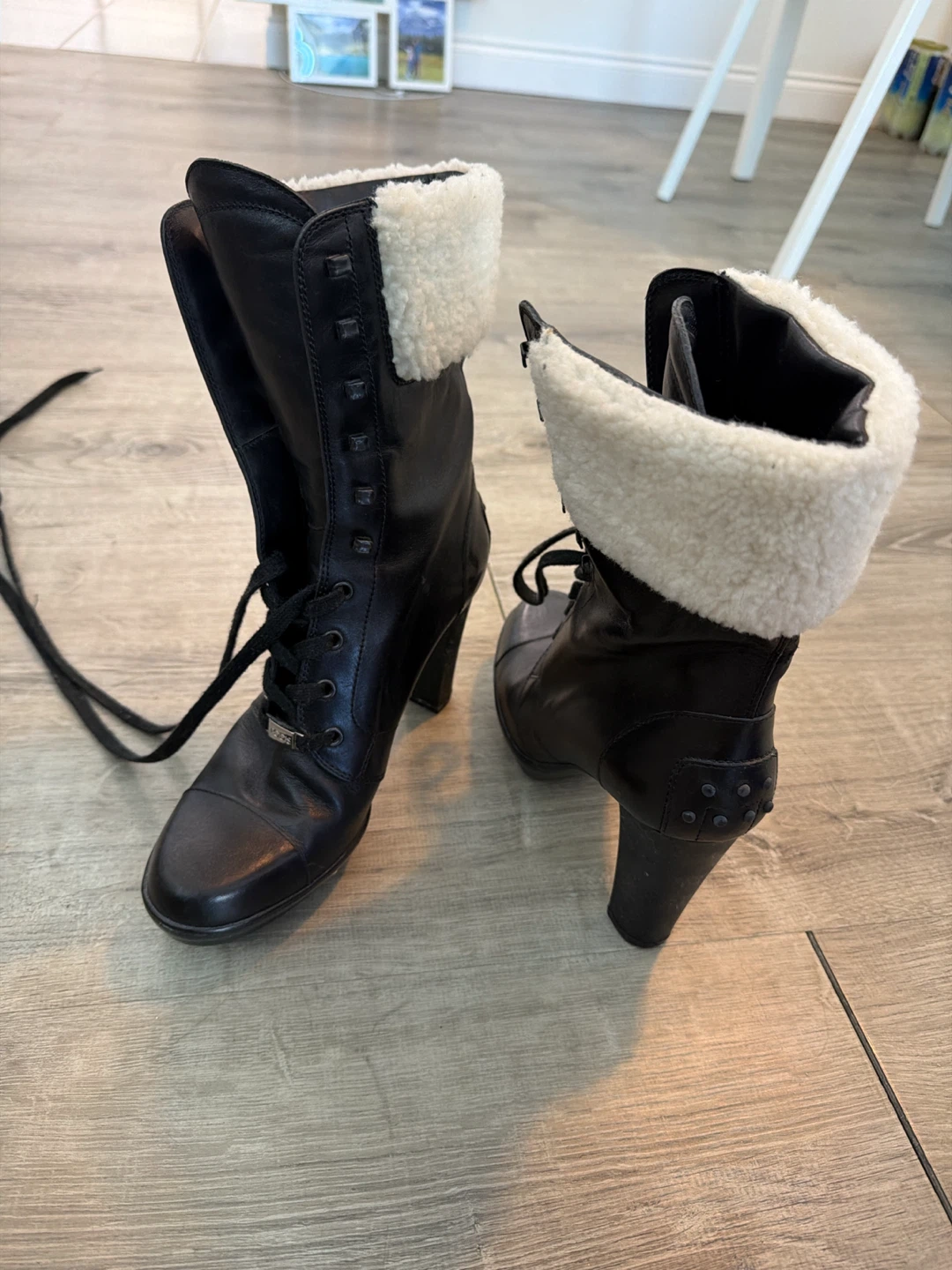 TOD'S Black Leather Lace-up Boots
