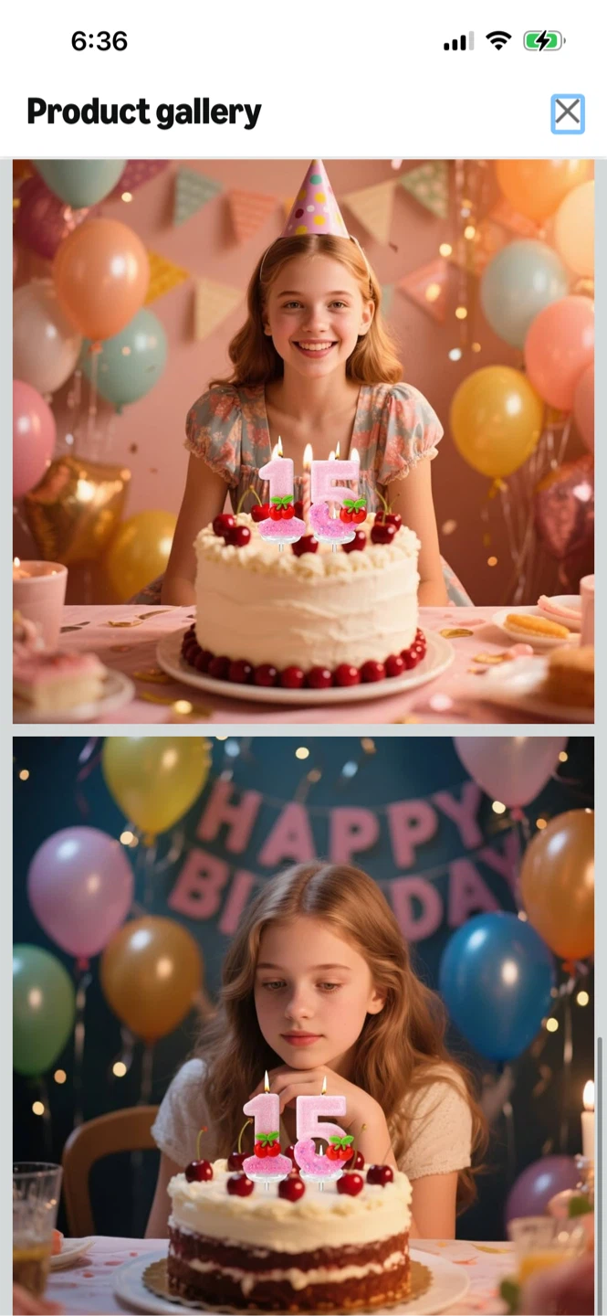 New-Pink Glitter Number 5 Birthday Candle with Cherries - photo 3