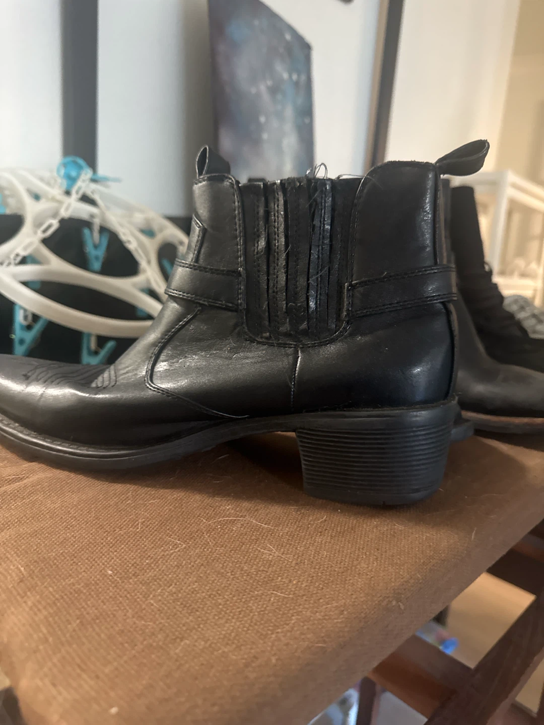 Black western Leather Ankle Boots - photo 2
