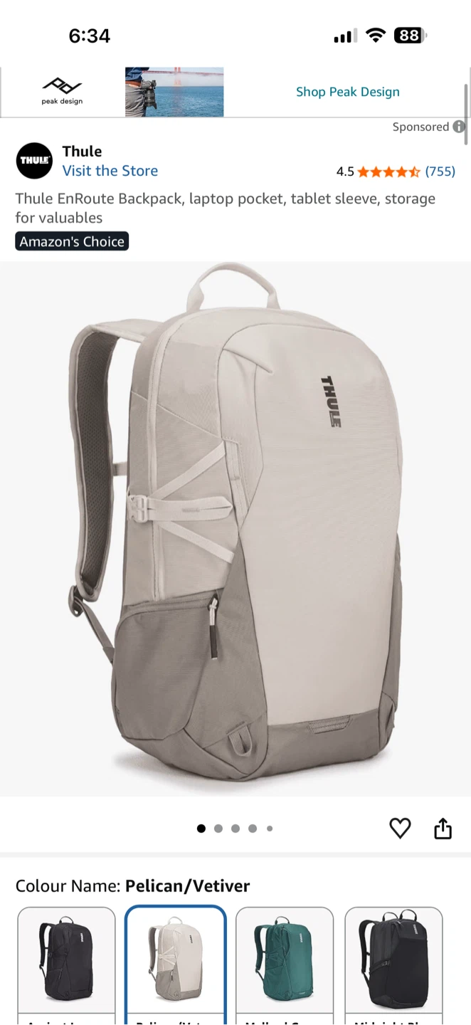 Thule EnRoute Backpack 21L Pelican/Vetiver-Brand New - photo 4