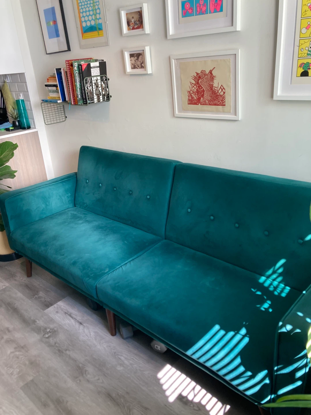 Green Velvet Tufted Loveseat Sofa - photo 2