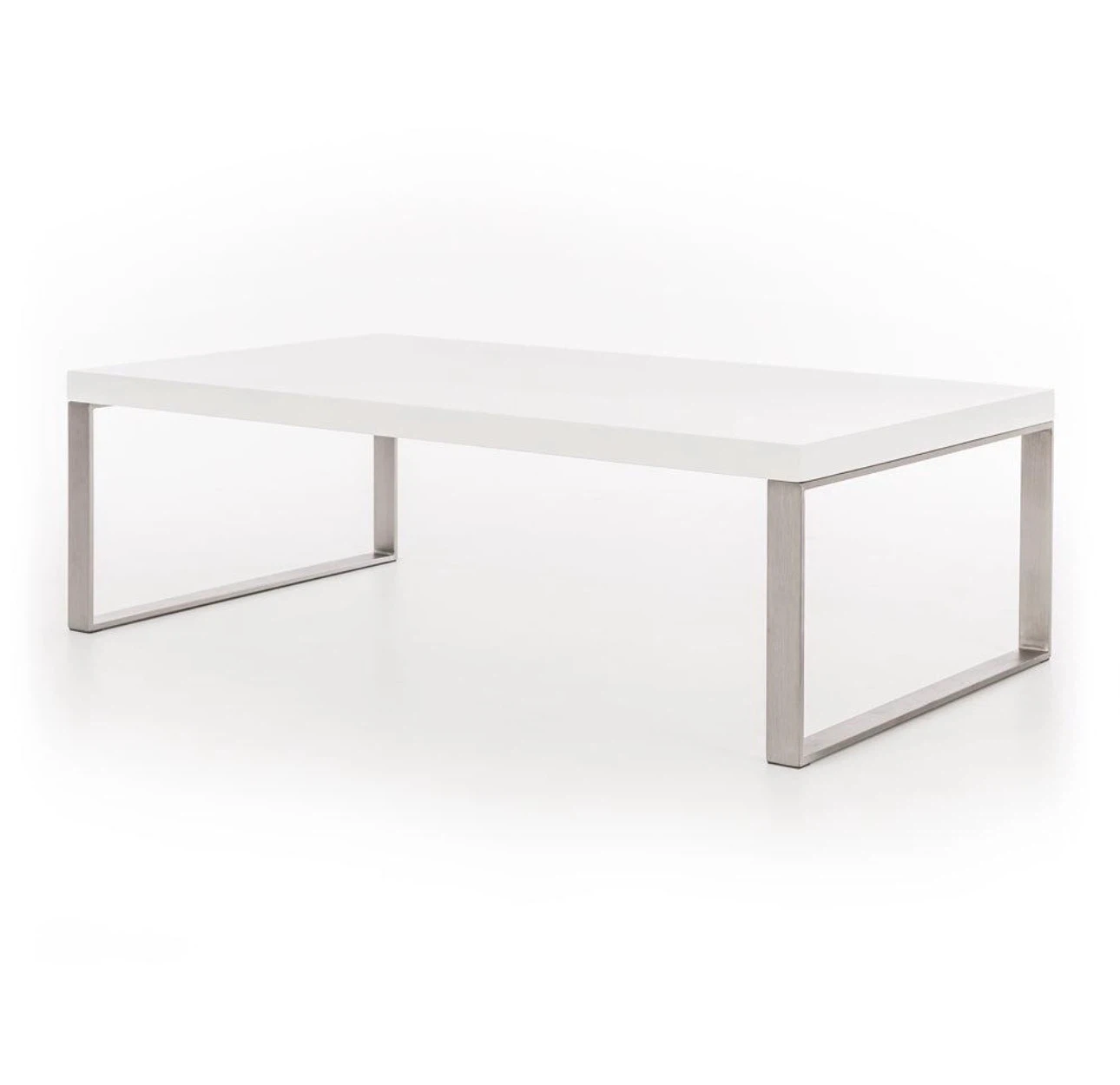 White Rectangular Coffee Table – Metal Legs