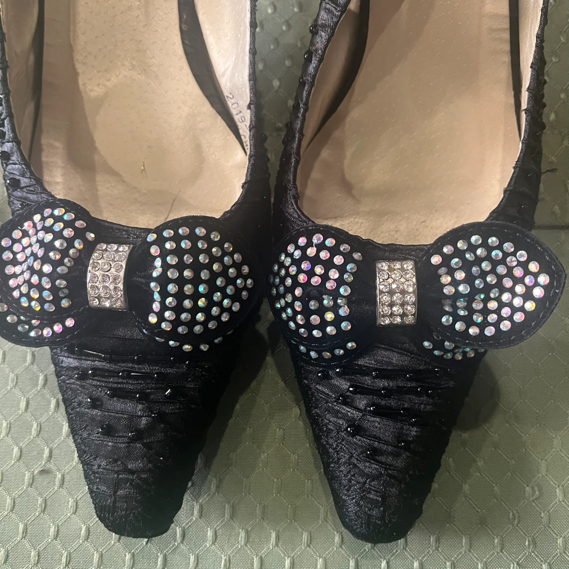 JohnFashion Black Embellished Slingback Heels Size 10