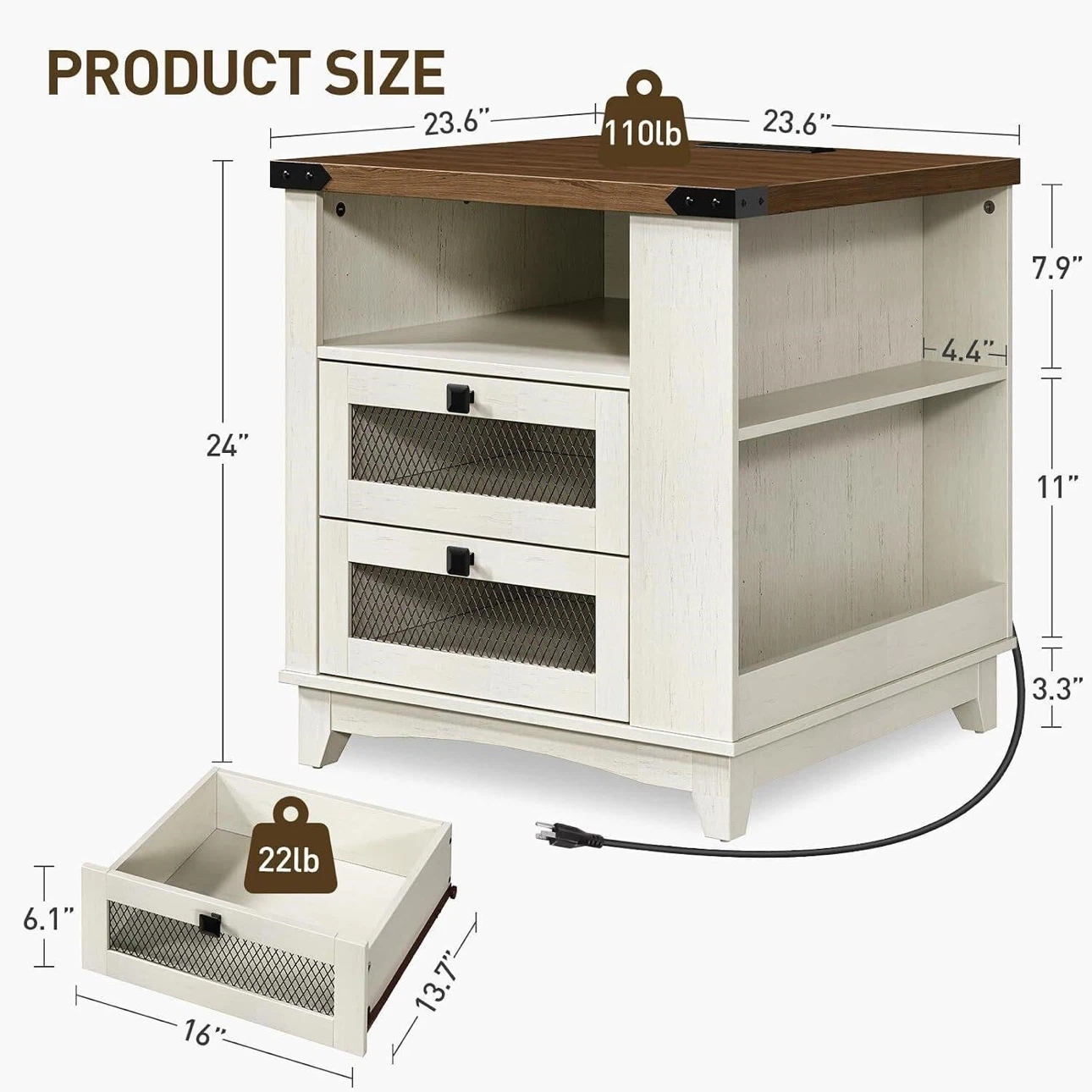 Farmhouse End Table with Drawer and Shelf - photo 2