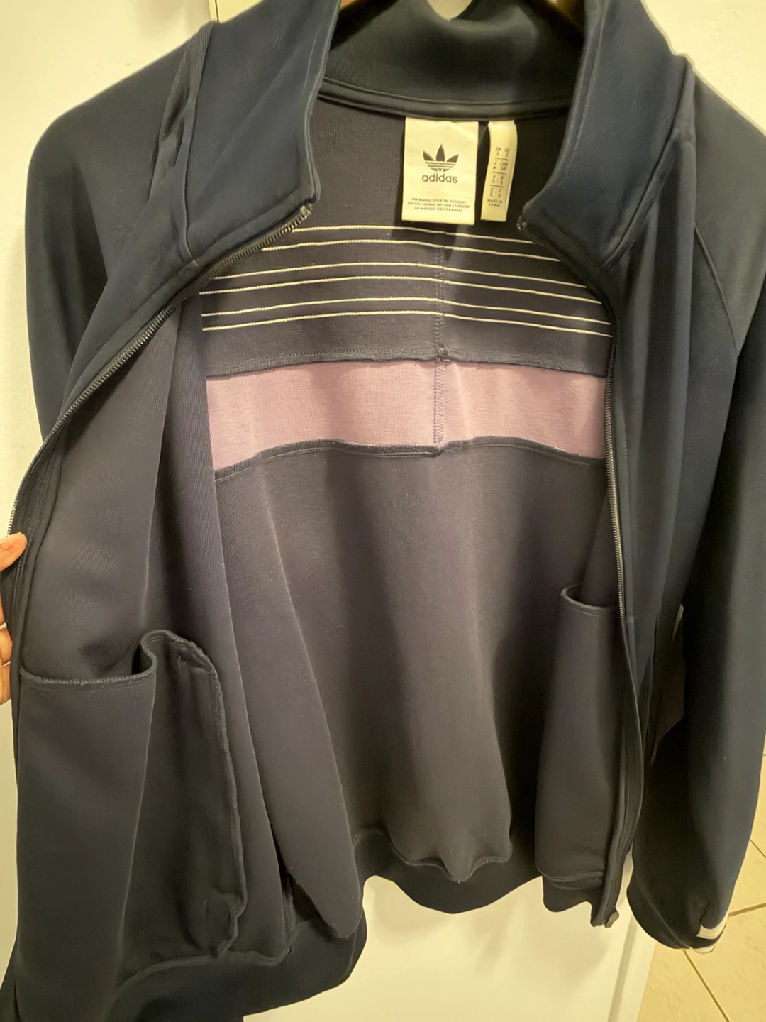 Adidas Track Jacket Navy Purple White Size S - photo 3