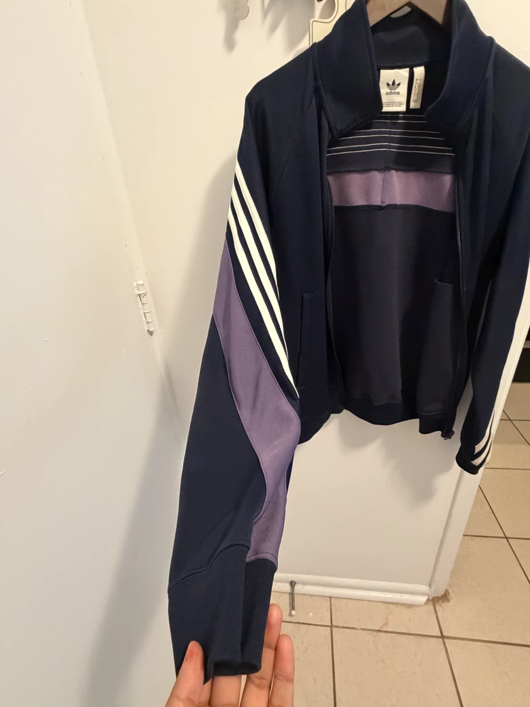 Adidas Track Jacket Navy Purple White Size S - photo 4