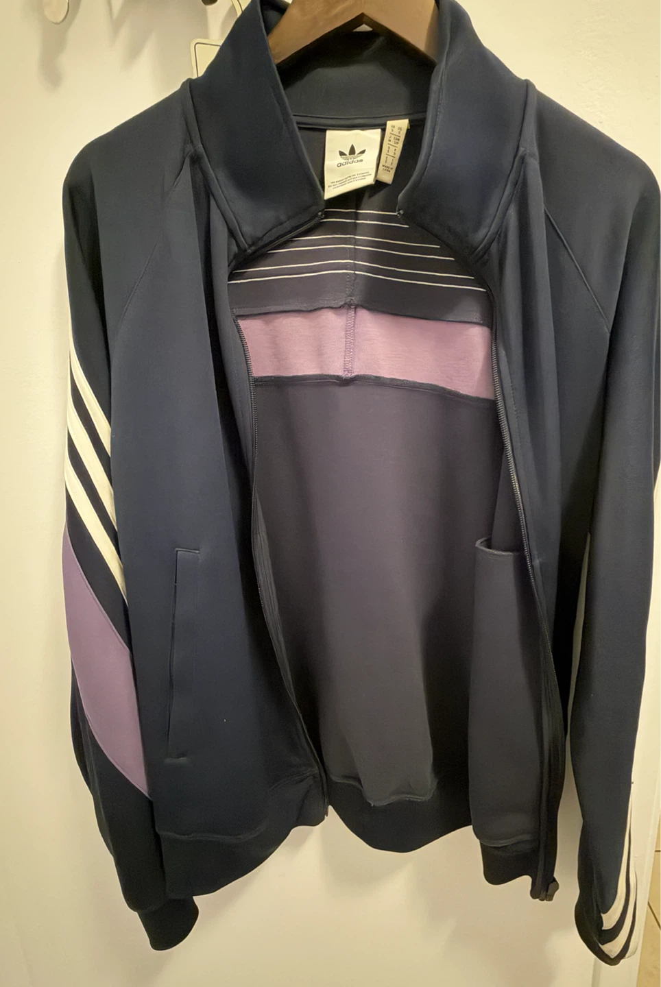 Adidas Track Jacket Navy Purple White Size S