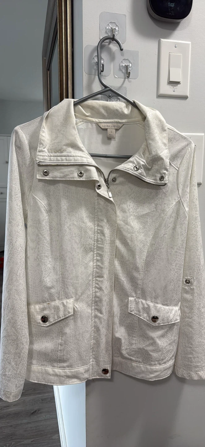Laura Ashley White Snake Print Jacket - Size S