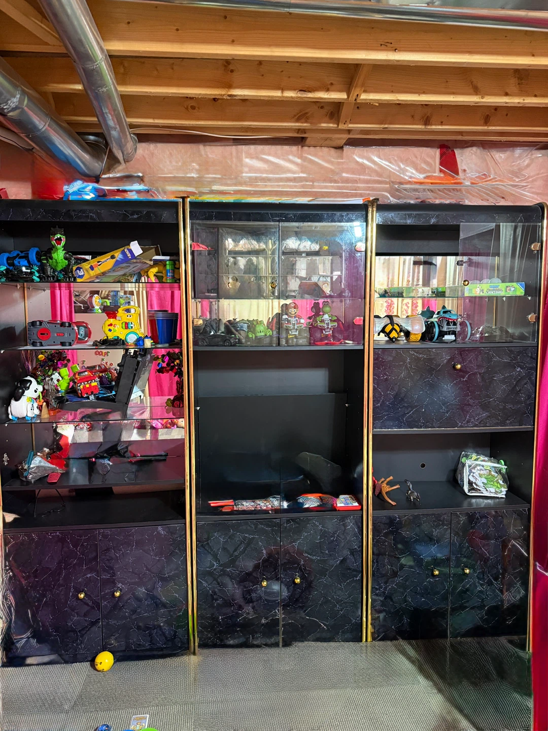 Black Display Cabinet with Gold Trim
