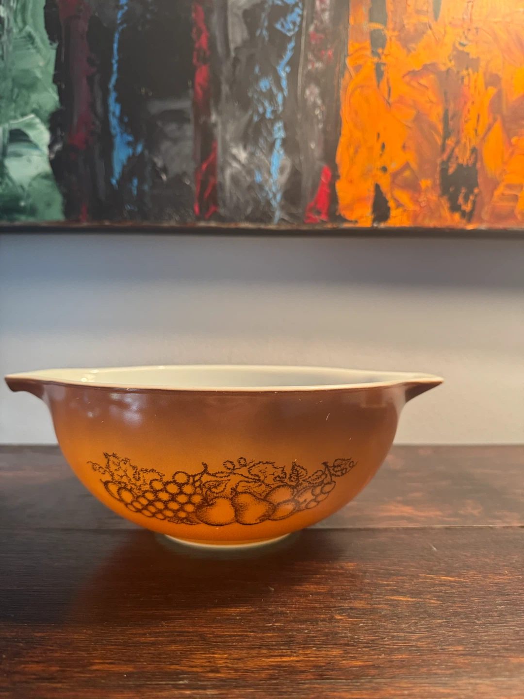 Pyrex Mixing Bowl - Amber/Orange Fruit Pattern