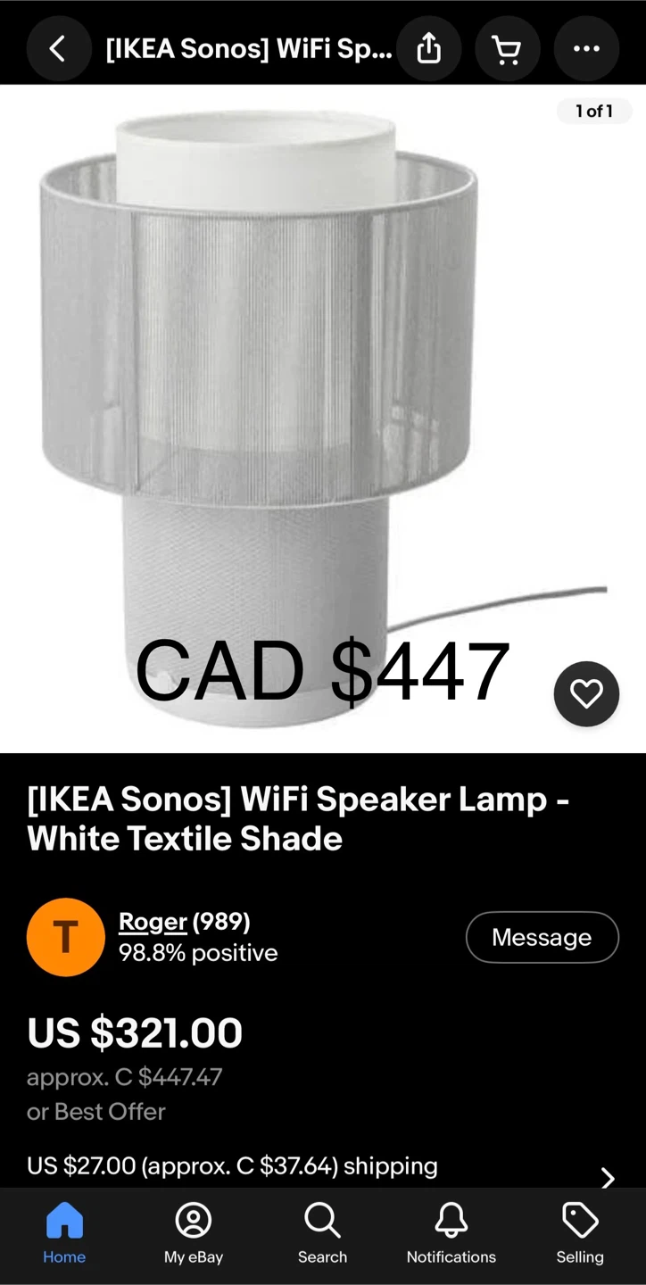 IKEA SYMFONISK Speaker Lamp *DISCONTINUED* (Gen 2),black - photo 4
