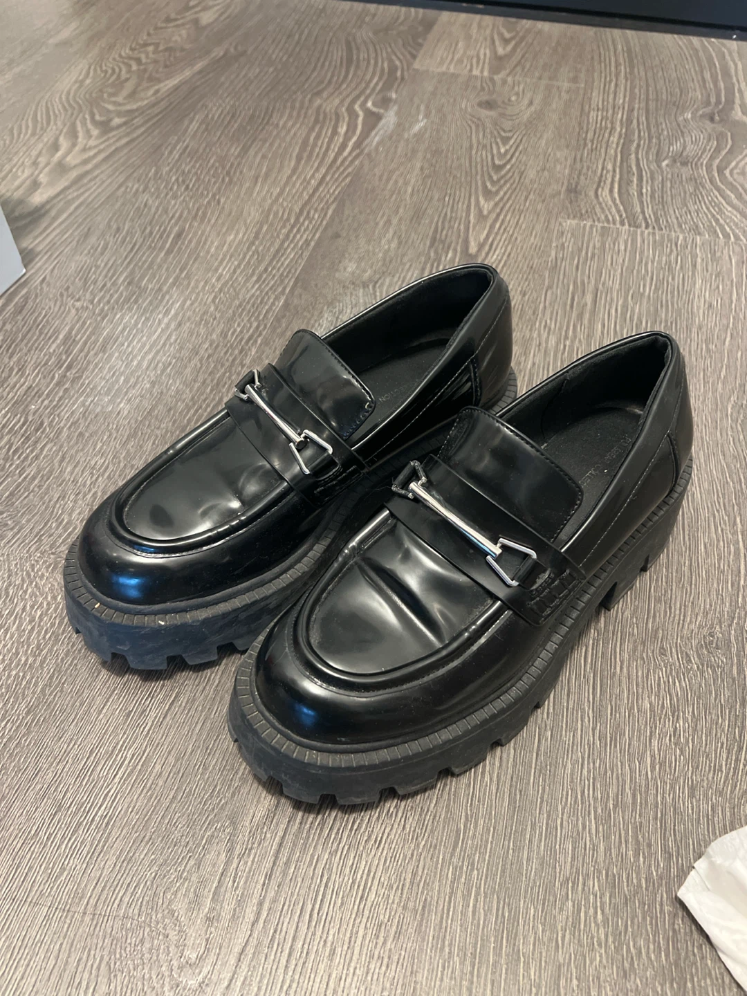 PULL&BEAR Black Patent Chunky Loafers
