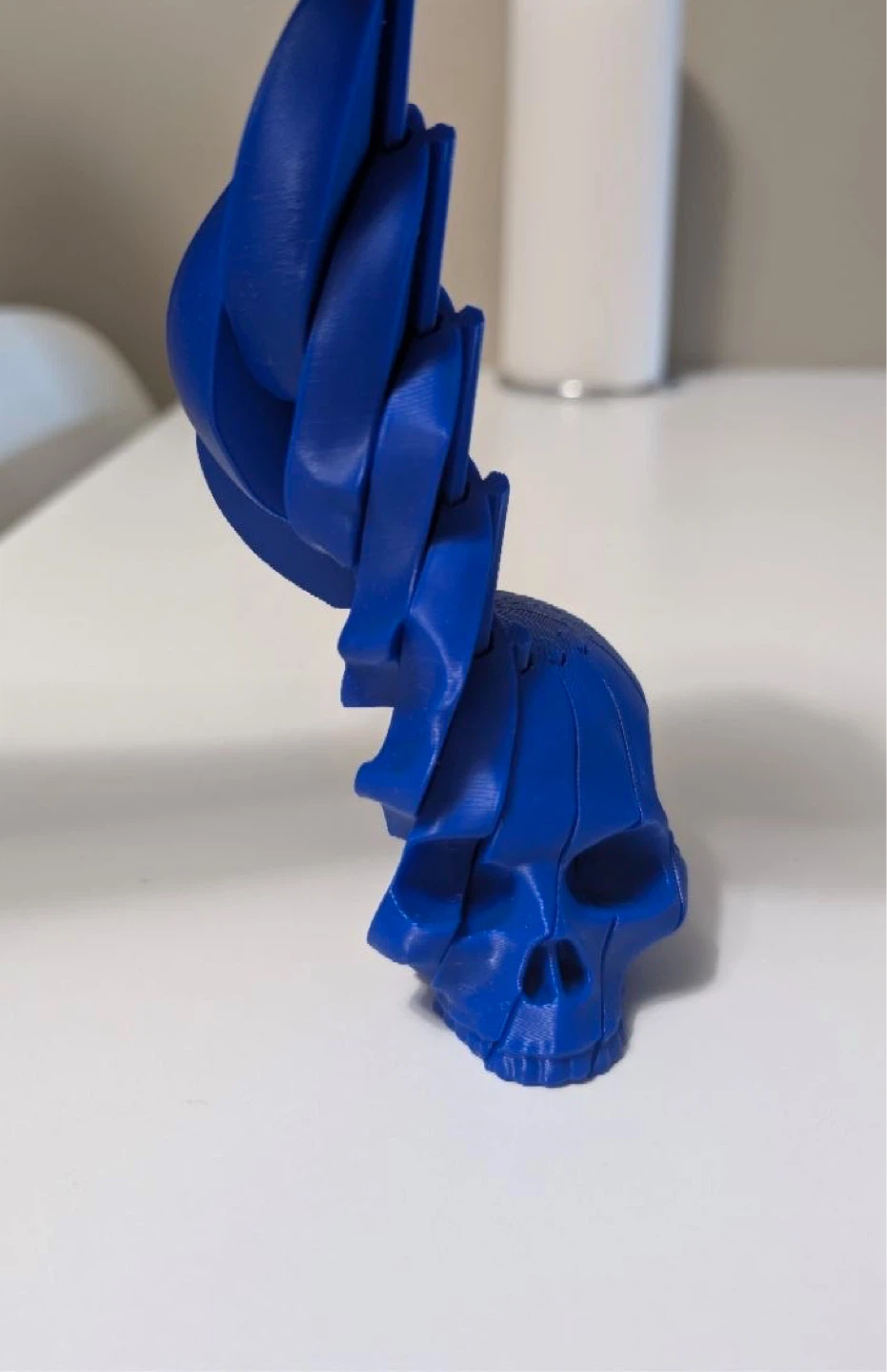 Blue 3D Printed Articulating Skull Toy