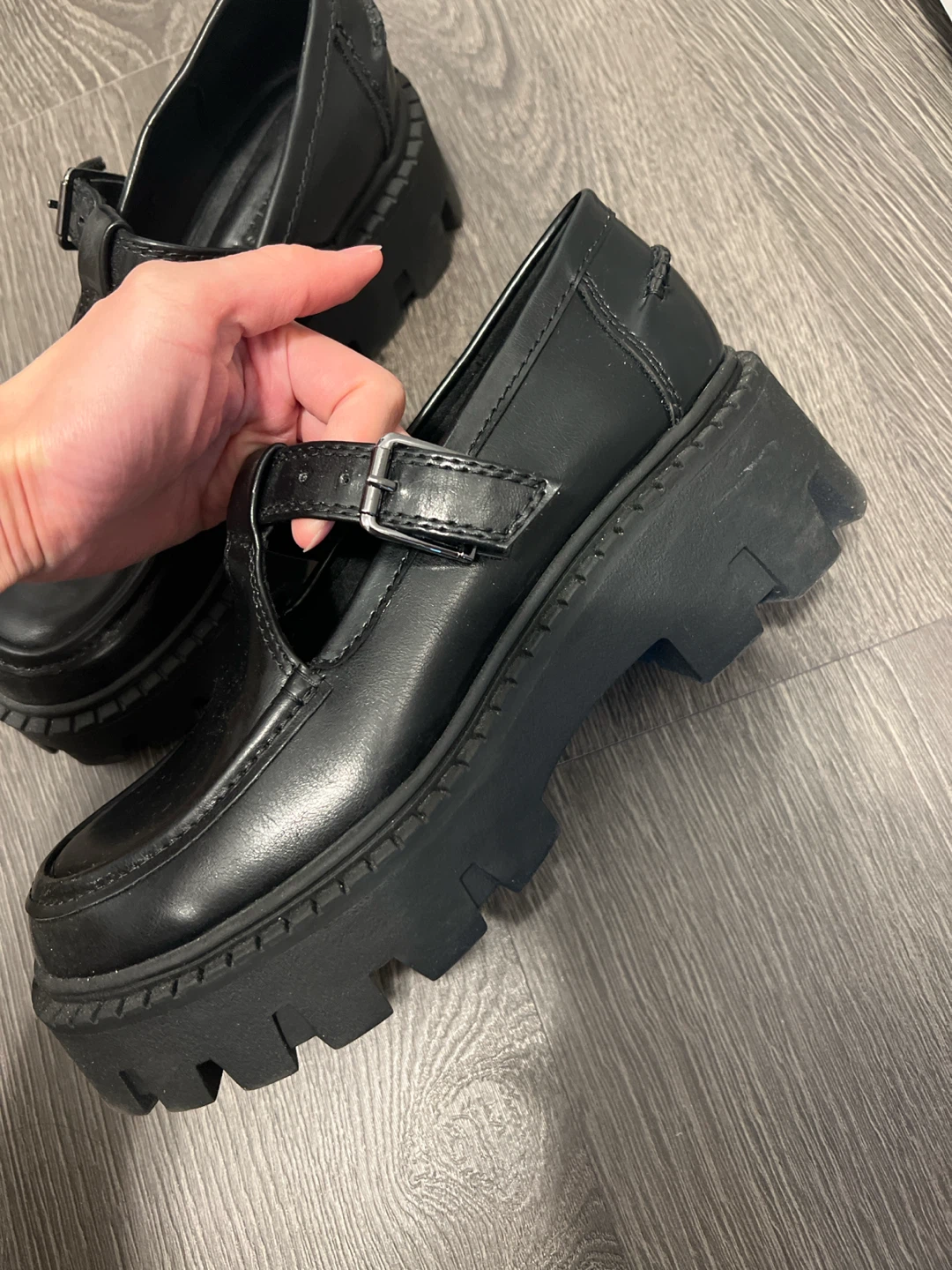 Stradivarius Black Platform Mary Jane Shoes Size 38 - photo 2
