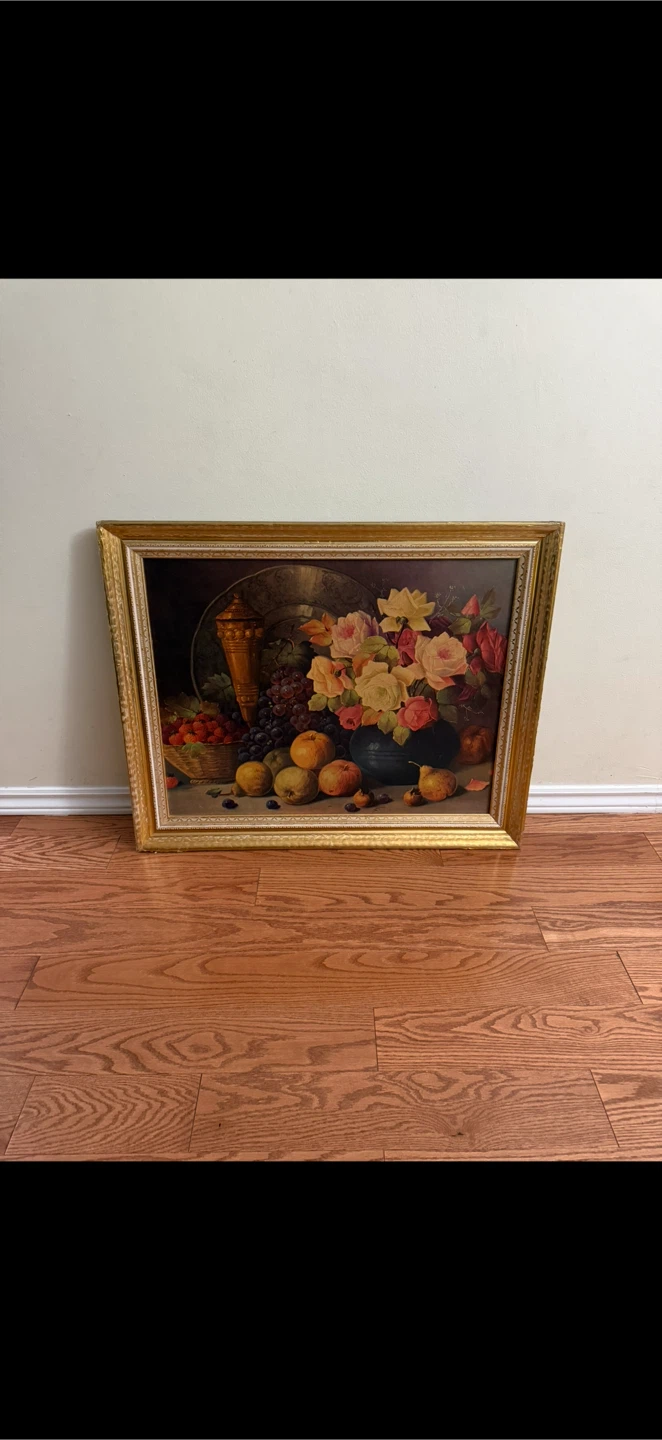 Flowers and Fruits Painting with Gold Frame - photo 2