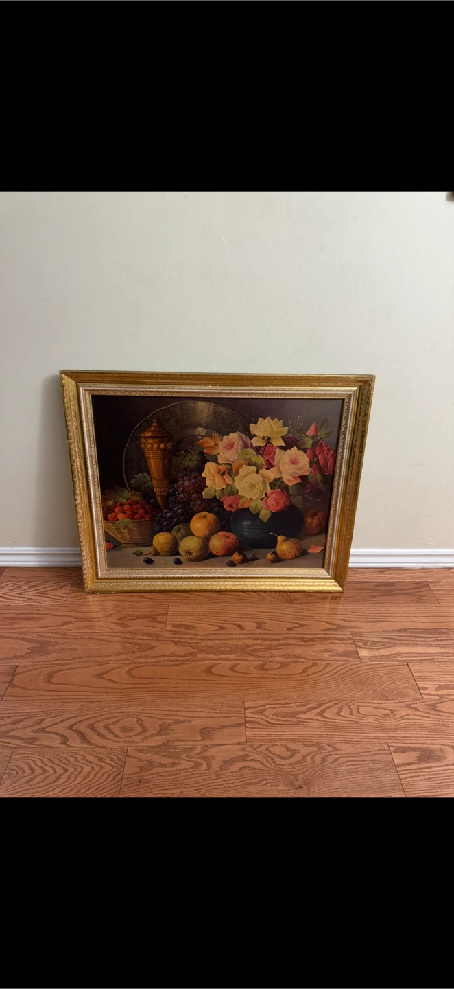 Flowers and Fruits Painting with Gold Frame - photo 3