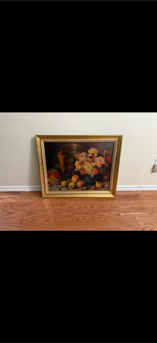 Flowers and Fruits Painting with Gold Frame - photo 4