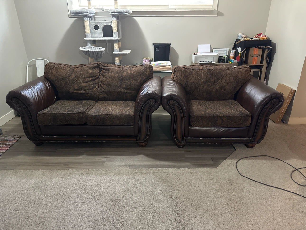 Brown Sofa and Armchair Set