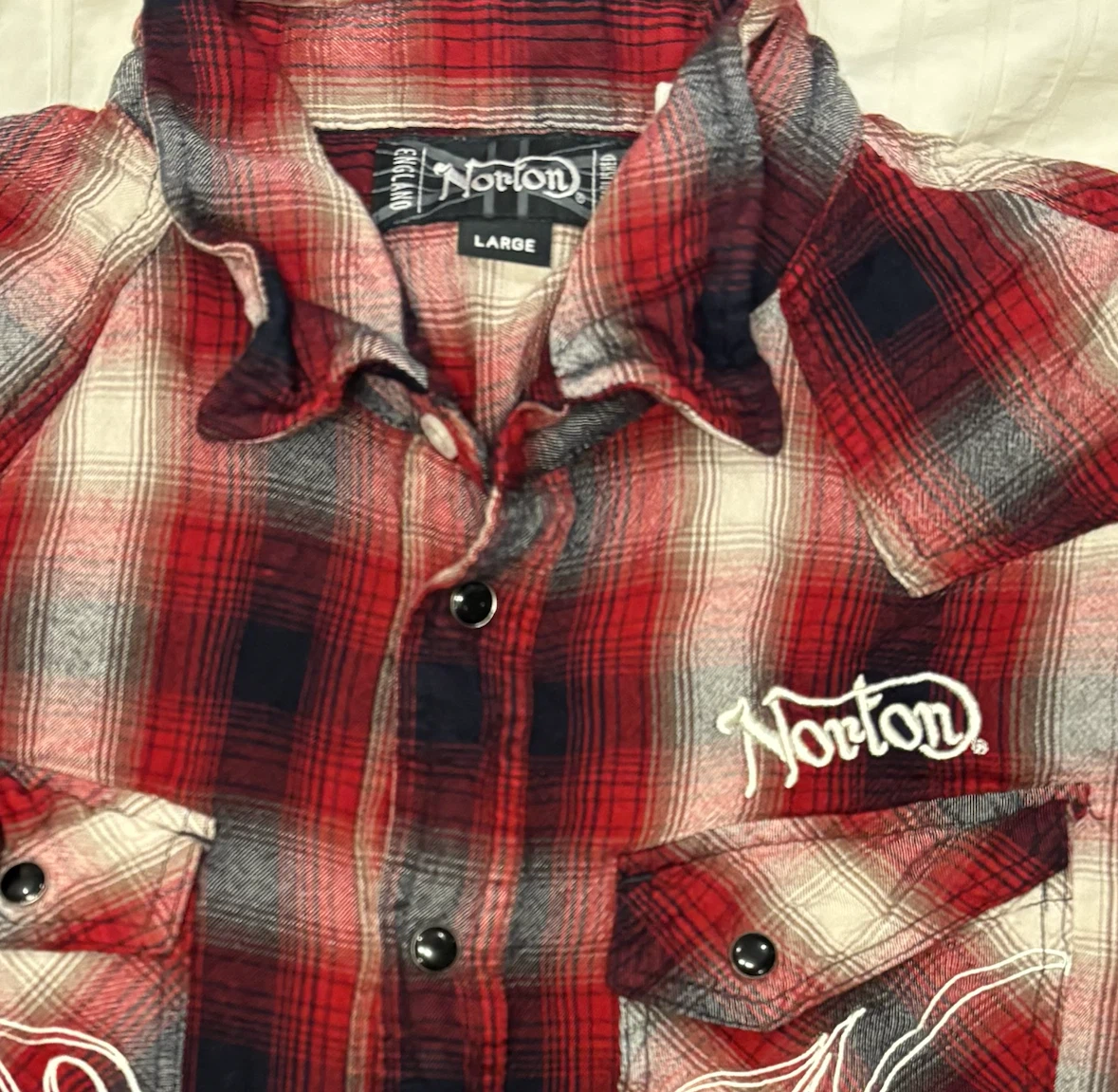 Norton Flannel Shirt - Red Plaid - Fit S - photo 2