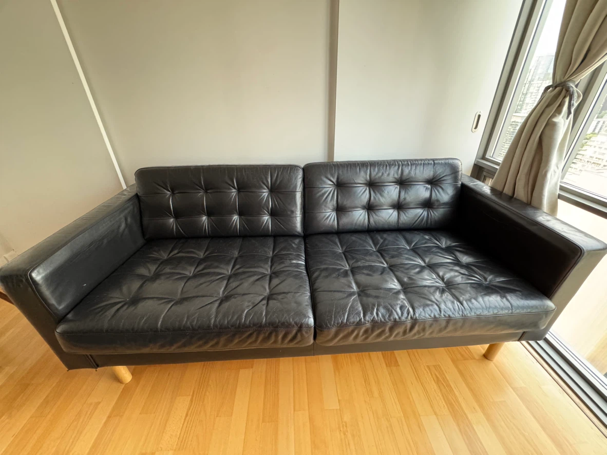 IKEA Morabo 3-Seater Sofa - Black Leather