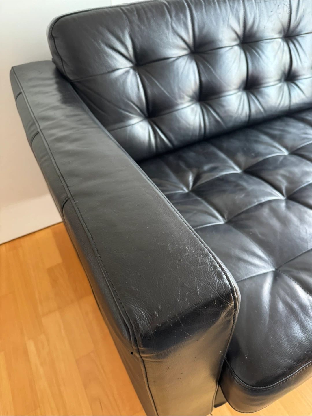 IKEA Morabo 3-Seater Sofa - Black Leather - photo 3
