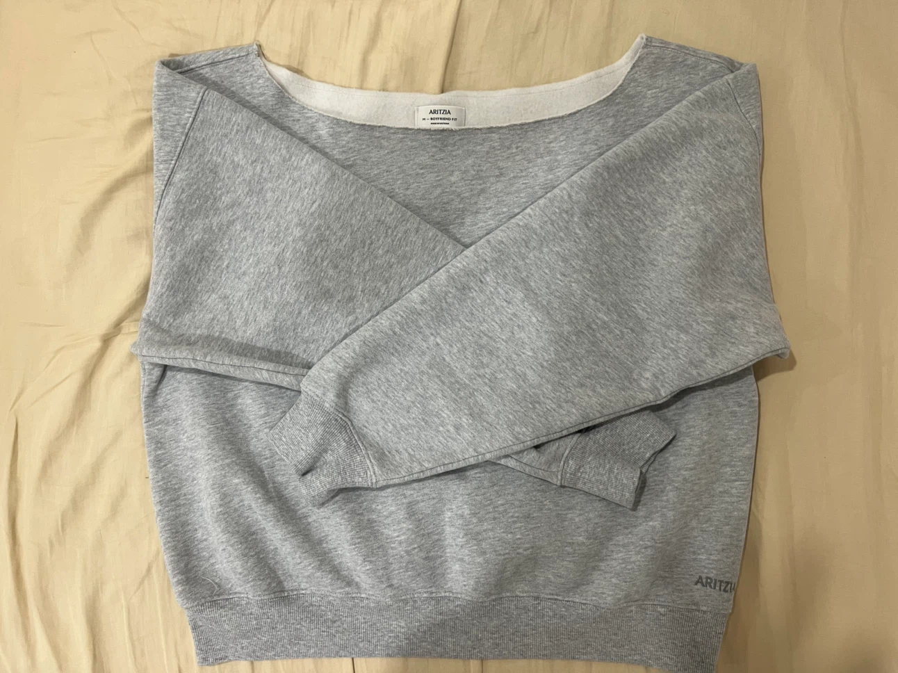 Aritzia Grey Boyfriend Fit off the shoulder Sweatshirt