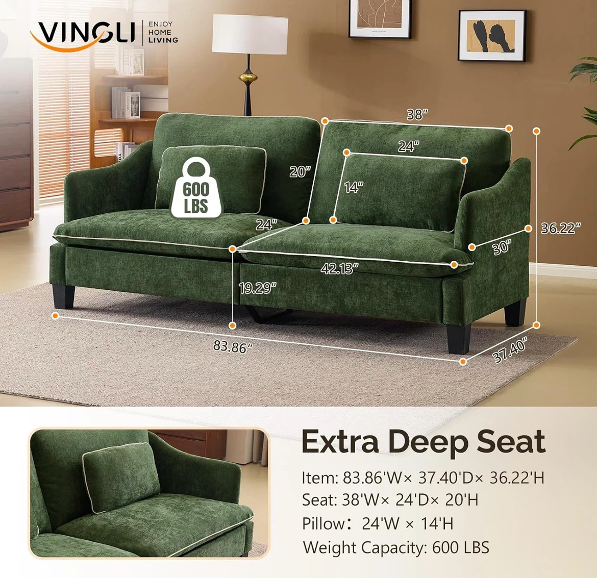 VINGLI "Enjoy Home Living" Sofa - Green