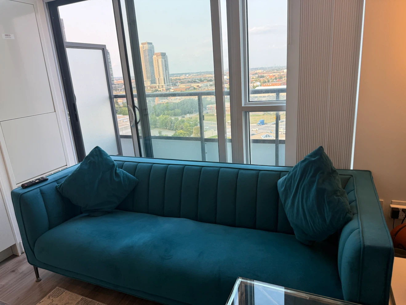 Teal Velvet Sofa with Pillows  2 seats or 3 seats