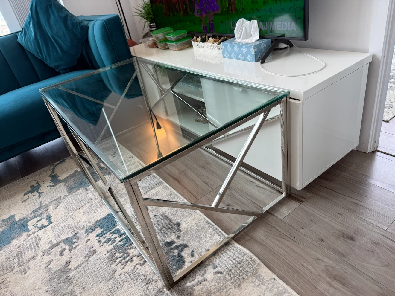Modern Glass and Metal Coffee Table - photo 2