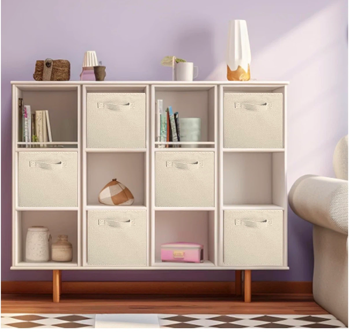 (Single) ShellKingdom Fabric Storage Cube - 13 Inch - Beige - photo 3