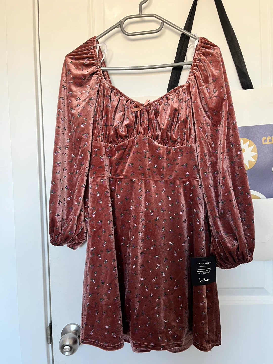 Lulus Velvet Floral Mini Dress