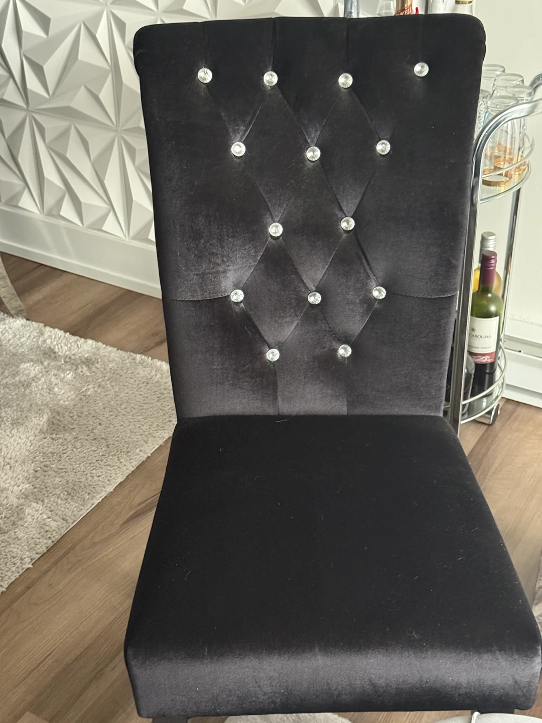 Black Velvet Dining Chair with Rhinestones - photo 2