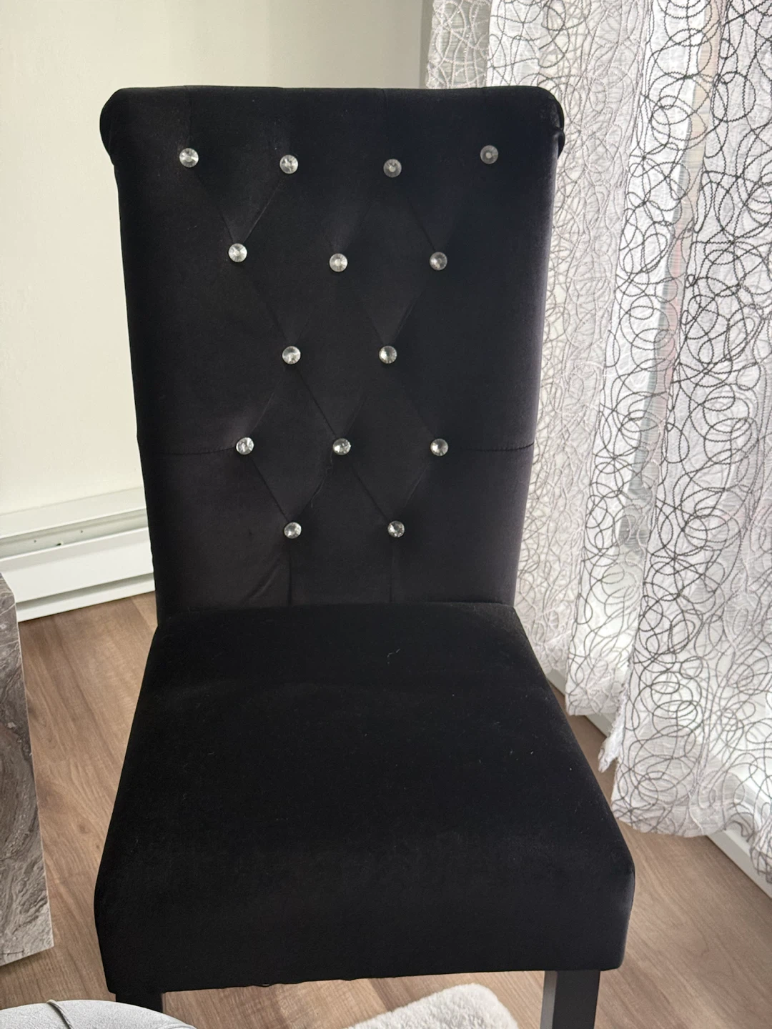Black Velvet Dining Chair with Rhinestones - photo 3