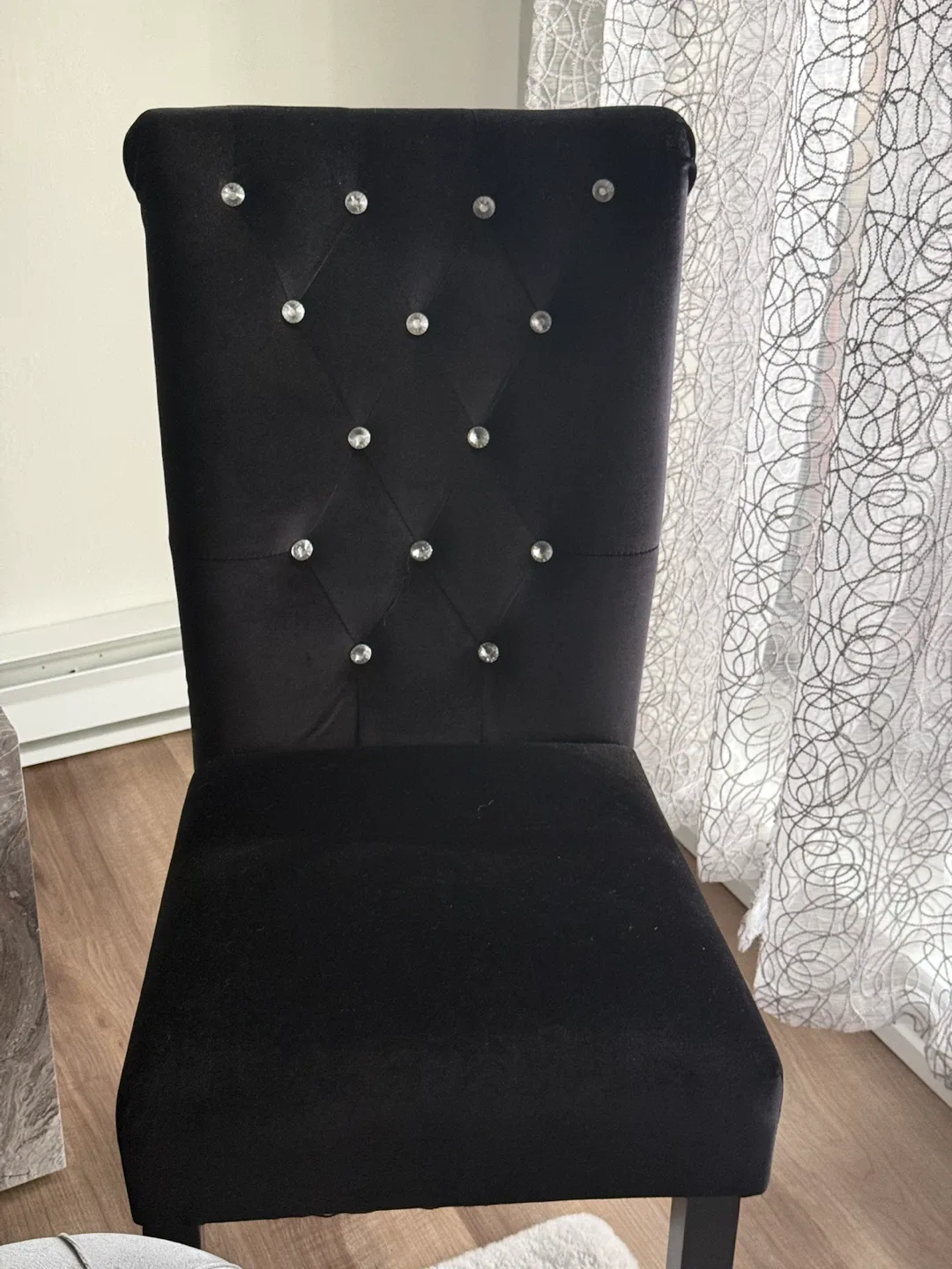 Black Velvet Dining Chair with Rhinestones - photo 3