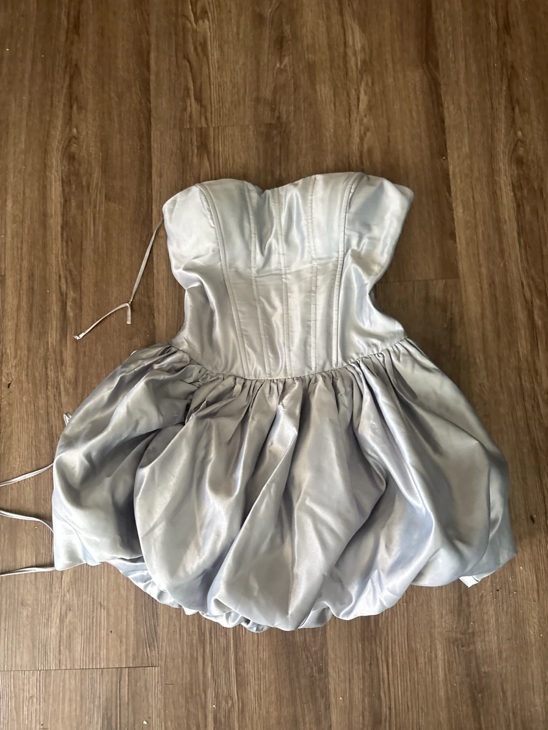 Silver Corset Bubble Hem Mini Dress