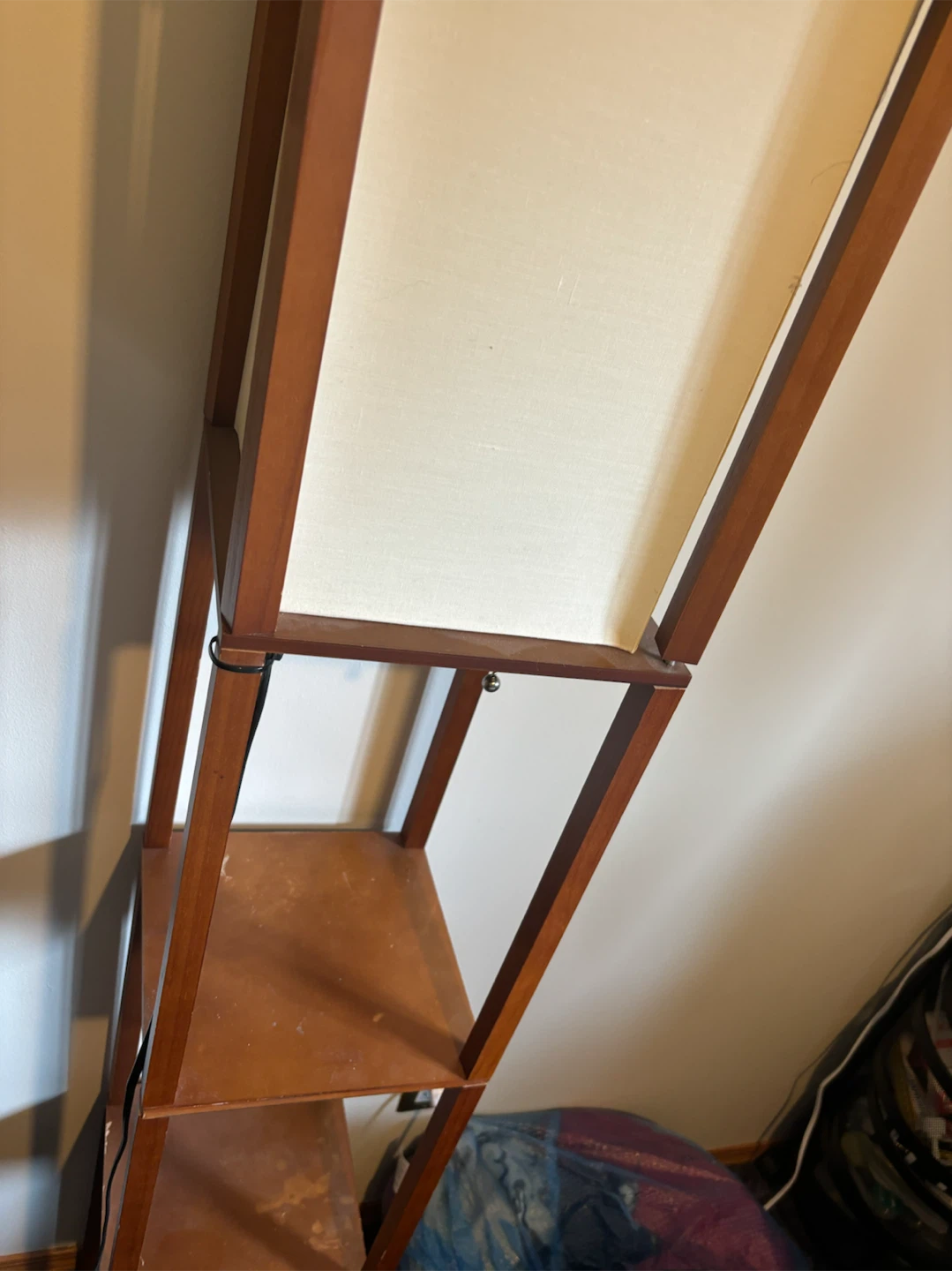 Wooden Floor Lamp with Shelves