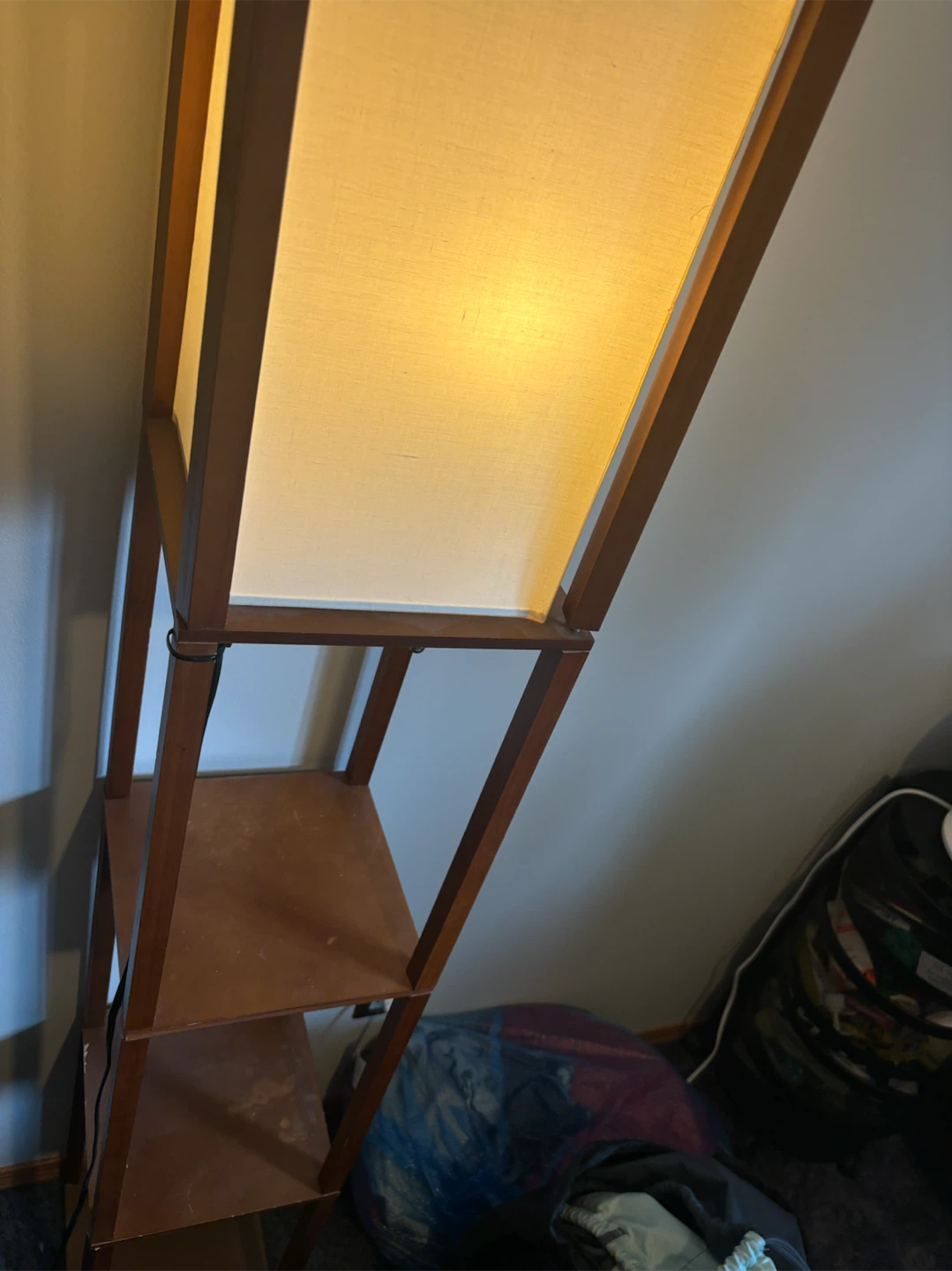 Wooden Floor Lamp with Shelves - photo 2