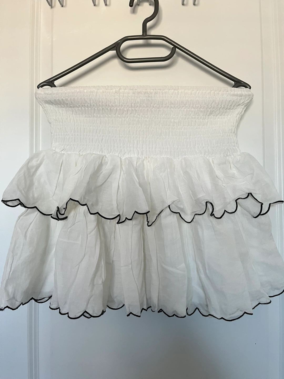 White Smocked Ruffle Skirt