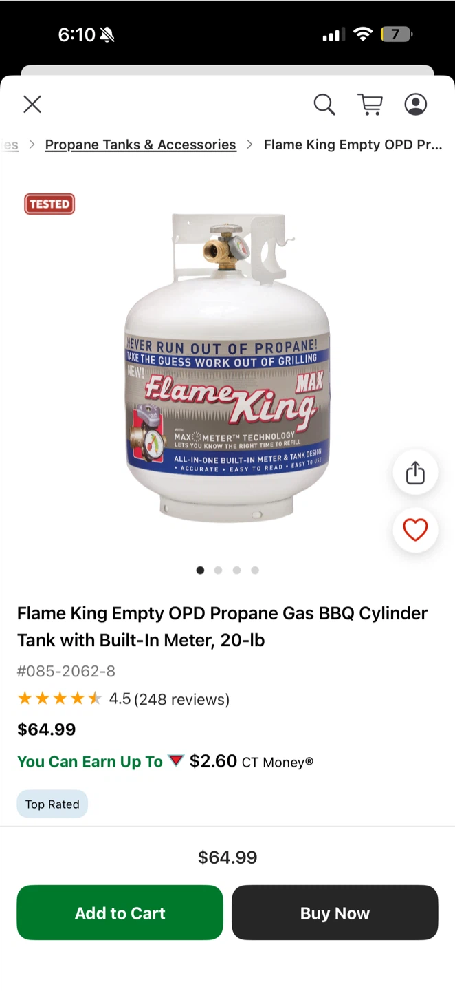 Flame King 20 lb Propane Tank with Built-In Meter