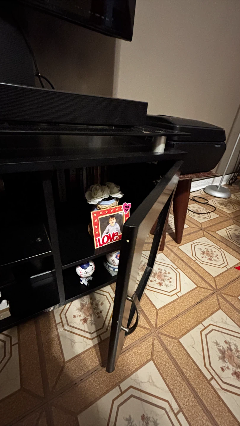 Black Entertainment Center with Glass Door - photo 3