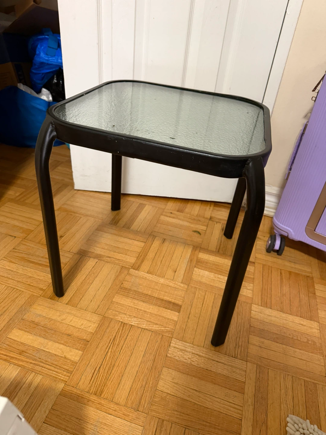 Glass top side table