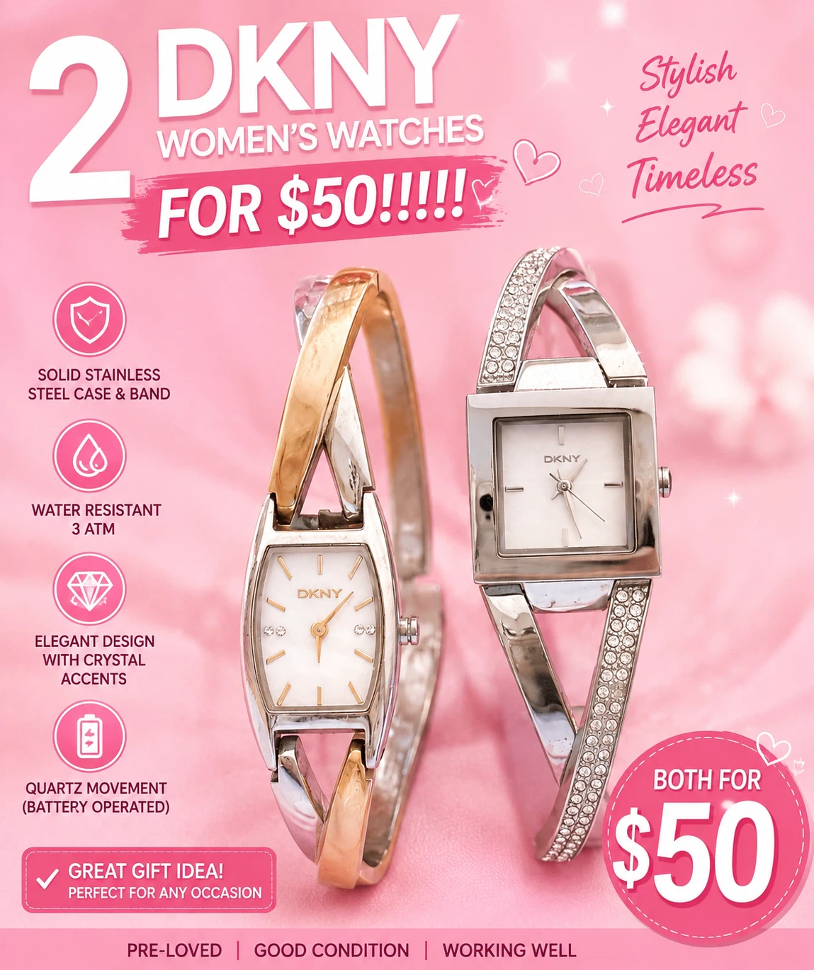 2 DKNY WOMEN’S WATCHES FOR ONLY $50!!!!