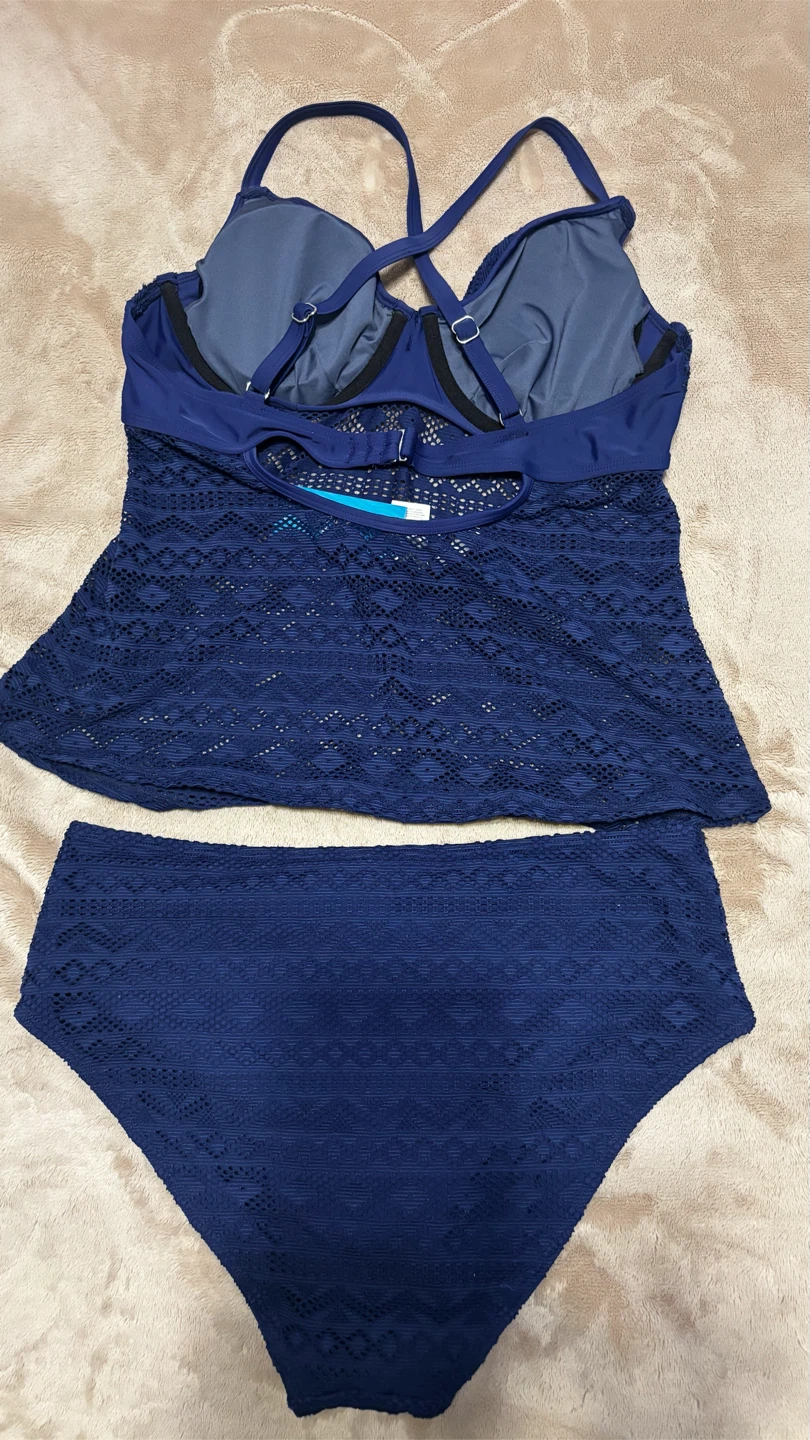 Women's Navy Lace Tankini Swimsuit Set - photo 2