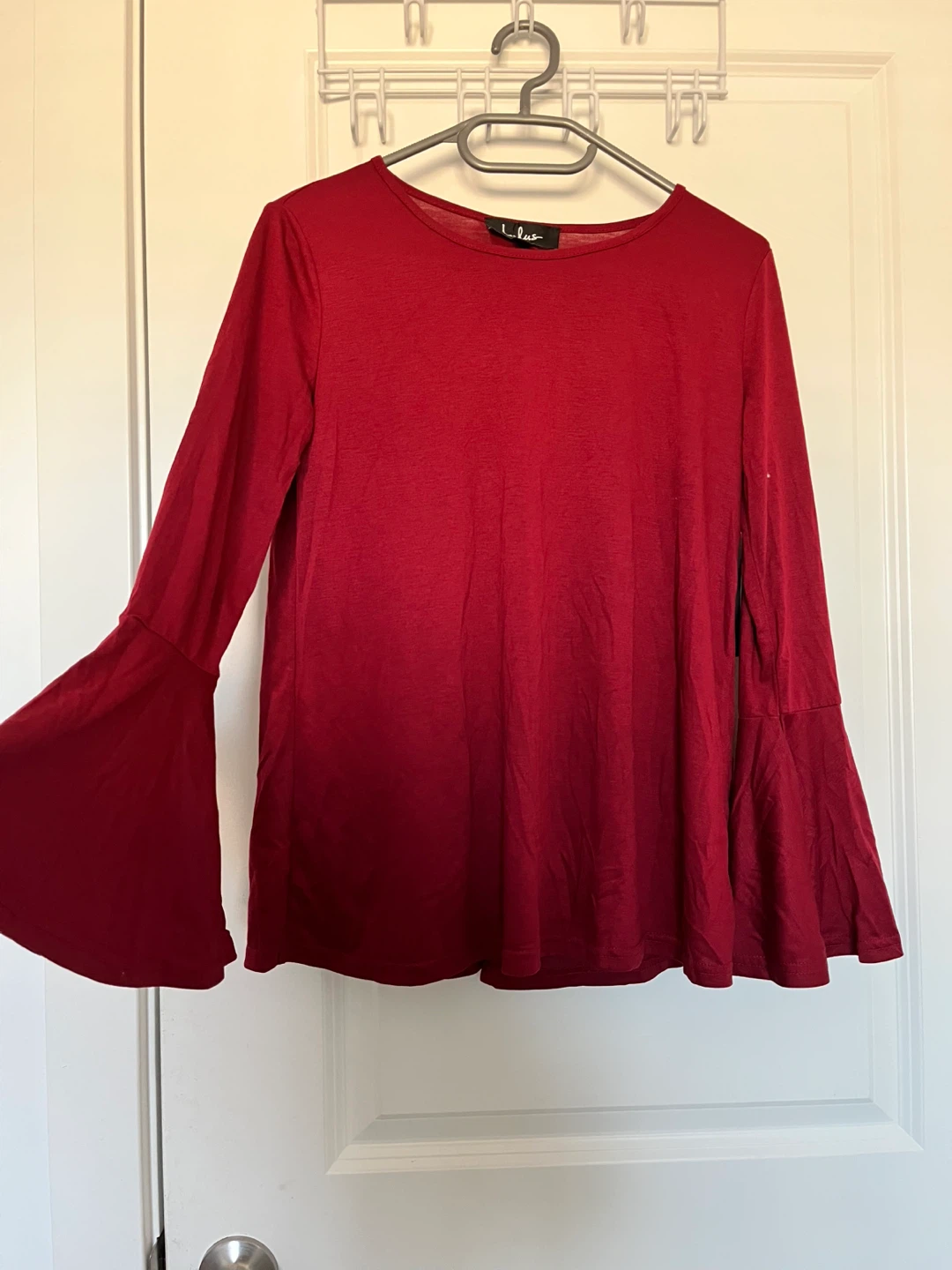 Lulus Bell Sleeve Tie Back Top - Red